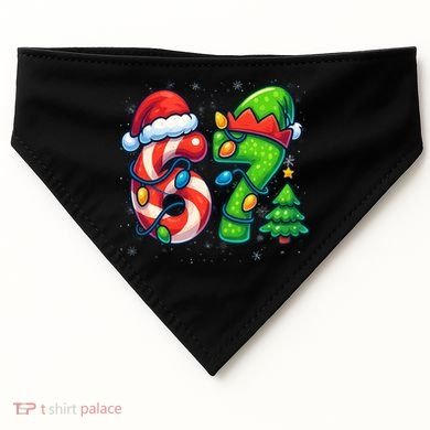 67 Six Seven 6-7 Meme Christmas Funny USA-Made Doggie Bandana