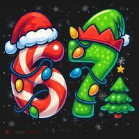 67 Six Seven 6-7 Meme Christmas Funny Long Sleeve Shirt thumb 2