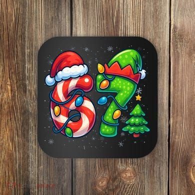 67 Six Seven 6-7 Meme Christmas Funny Coaster