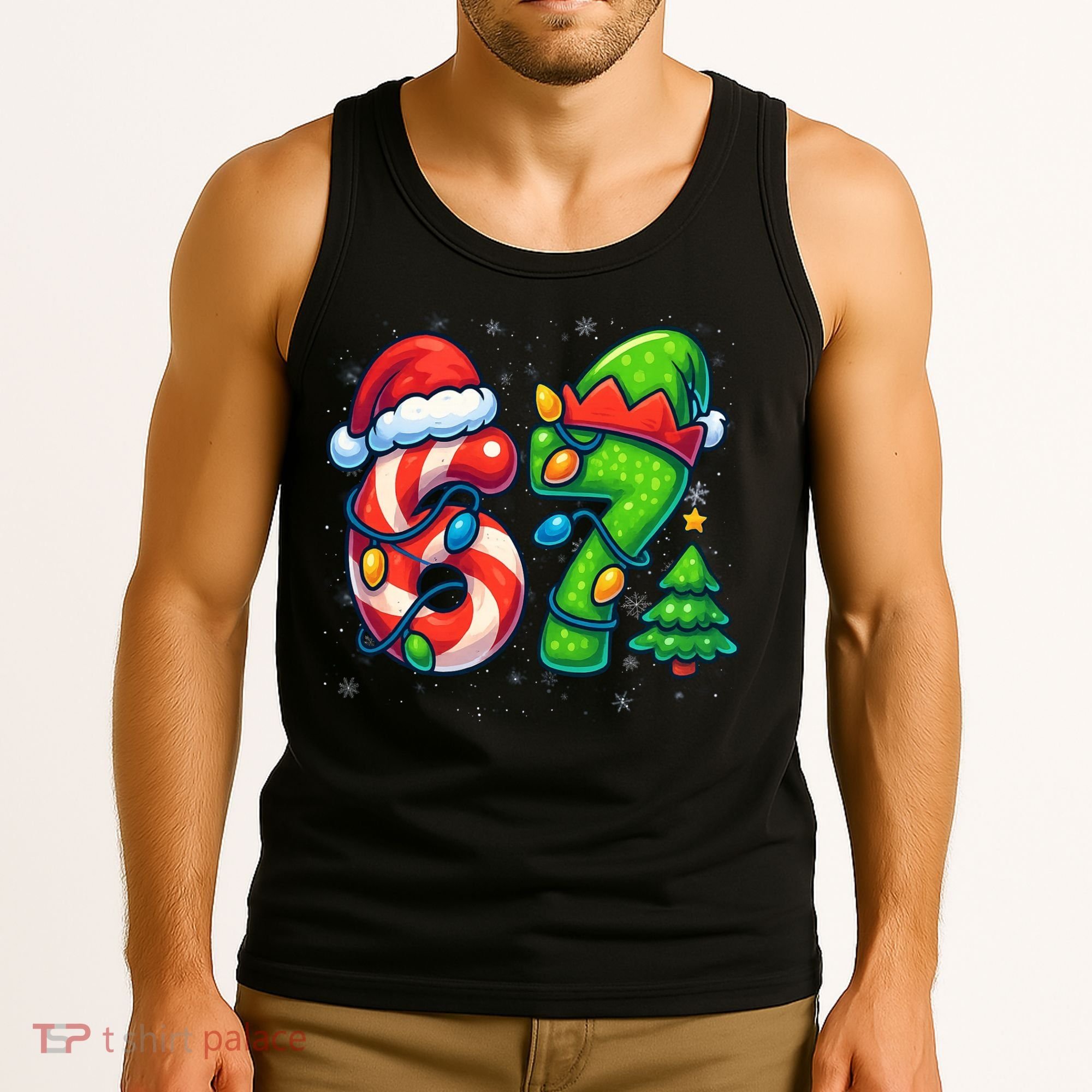 67 Six Seven 6-7 Meme Christmas Funny Tank Top