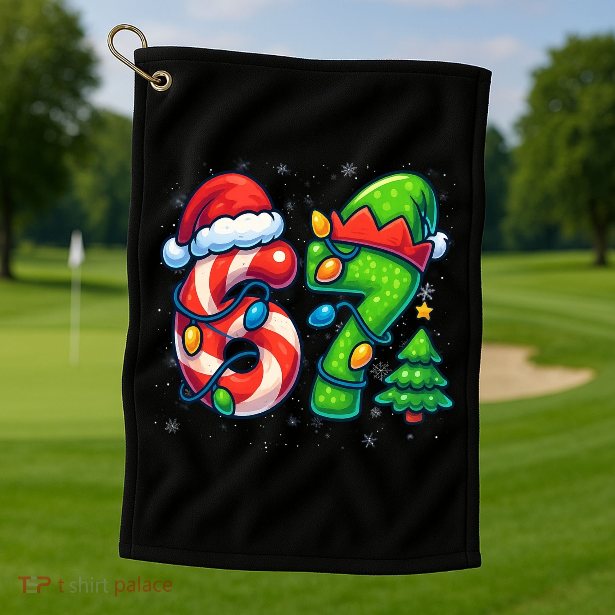 67 Six Seven 6-7 Meme Christmas Funny Golf Towel