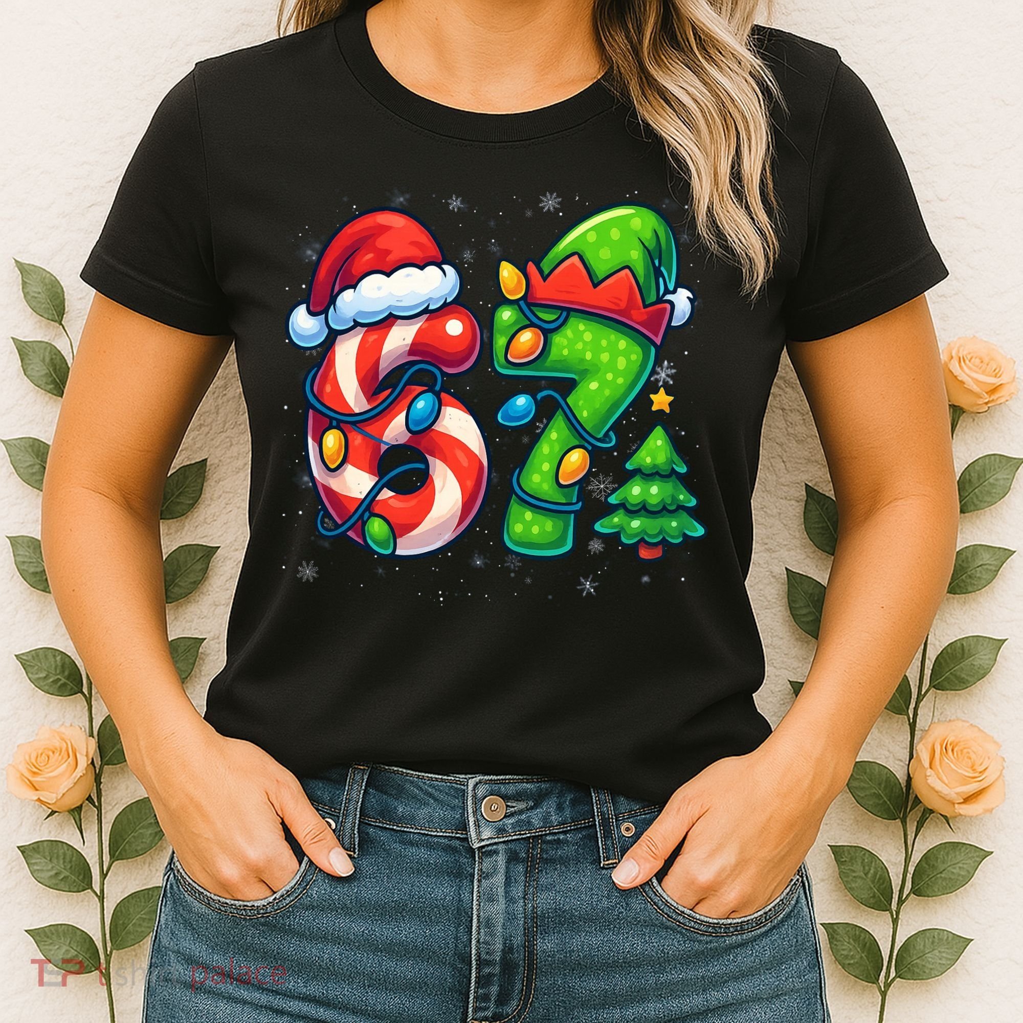 67 Six Seven 6-7 Meme Christmas Funny Women's T-Shirt