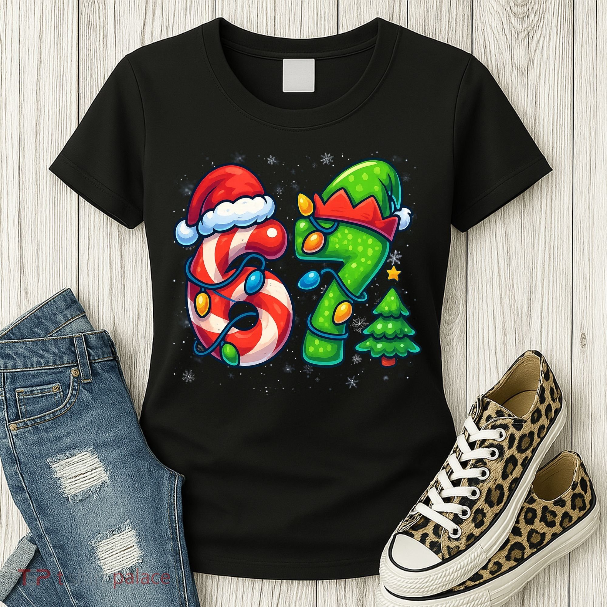 67 Six Seven 6-7 Meme Christmas Funny Women's T-Shirt