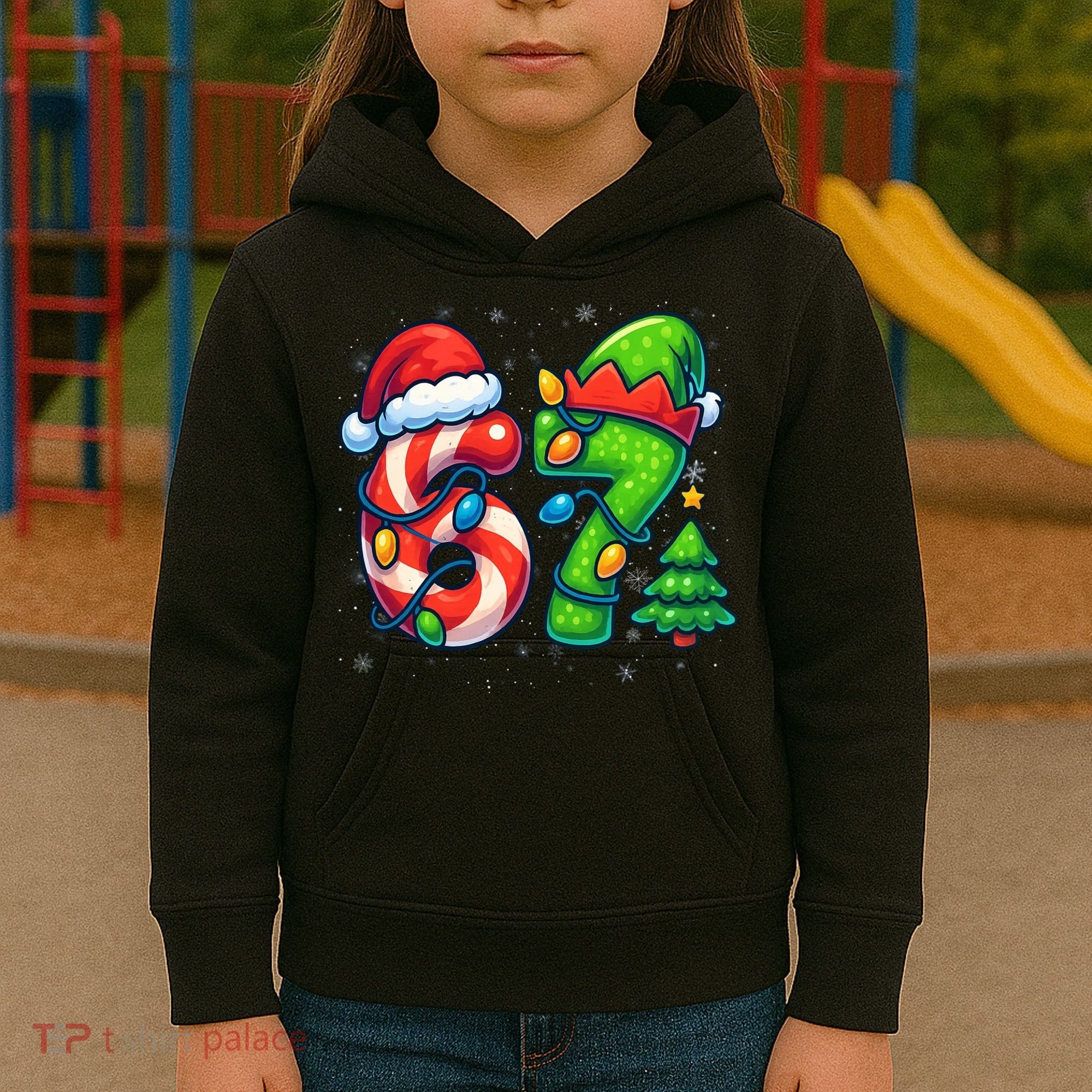 67 Six Seven 6-7 Meme Christmas Funny Kids Hoodie