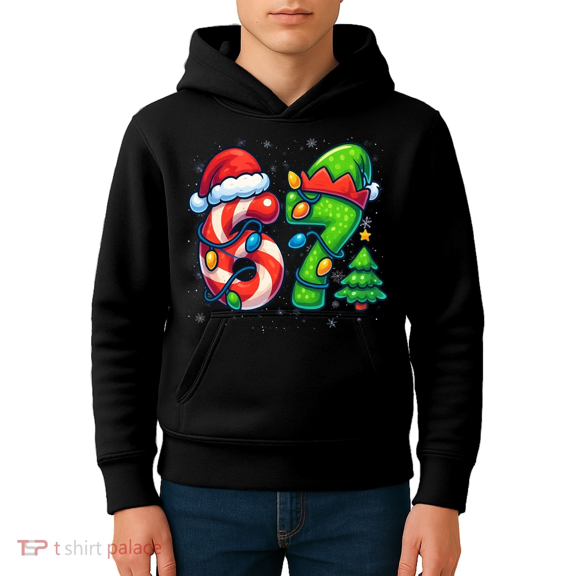 67 Six Seven 6-7 Meme Christmas Funny Kids Hoodie