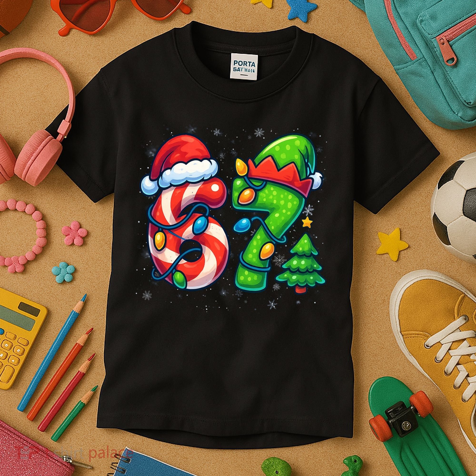 67 Six Seven 6-7 Meme Christmas Funny Kids T-Shirt