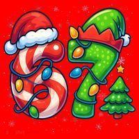 67 Six Seven 6-7 Meme Christmas Funny Santa Hat thumb 1