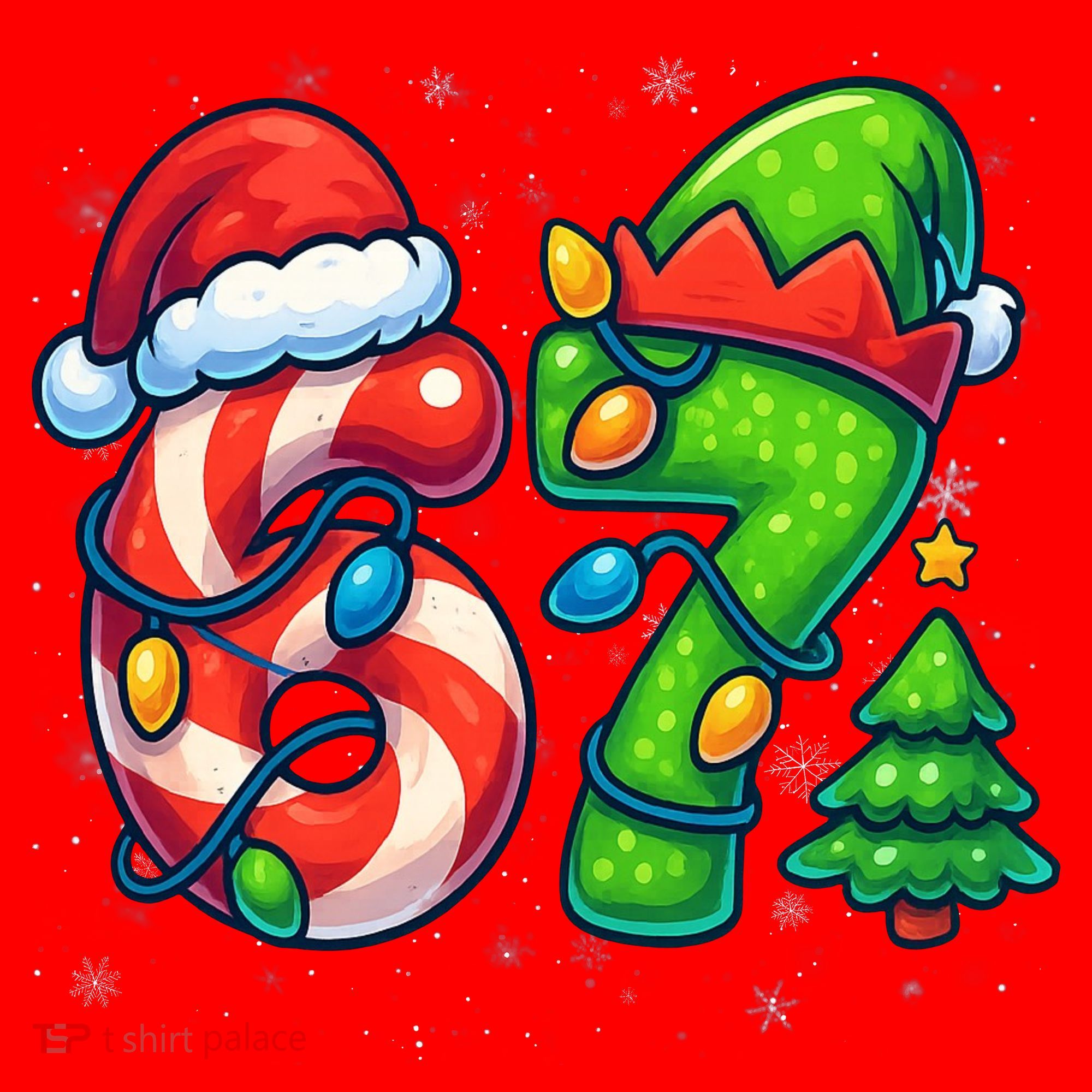 67 Six Seven 6-7 Meme Christmas Funny Santa Hat