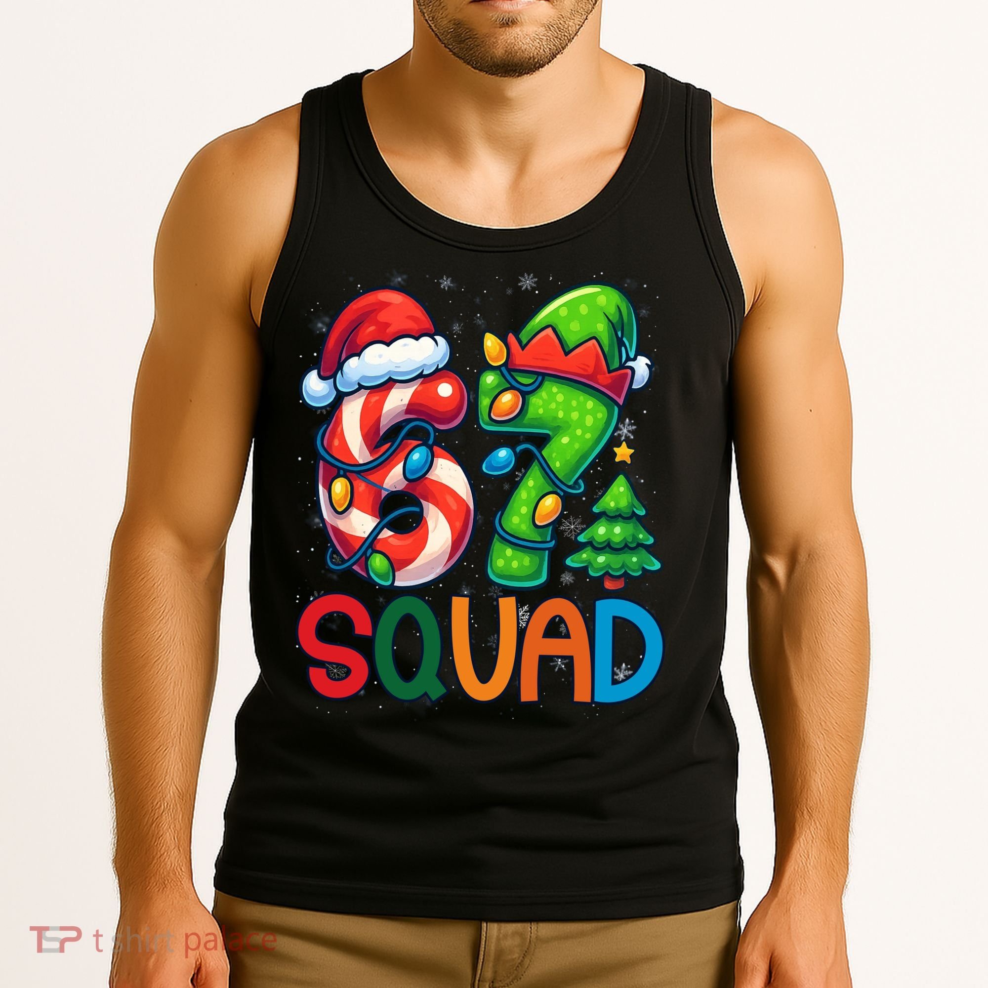 67 Six Seven 6-7 Squad Meme Christmas Funny Tank Top