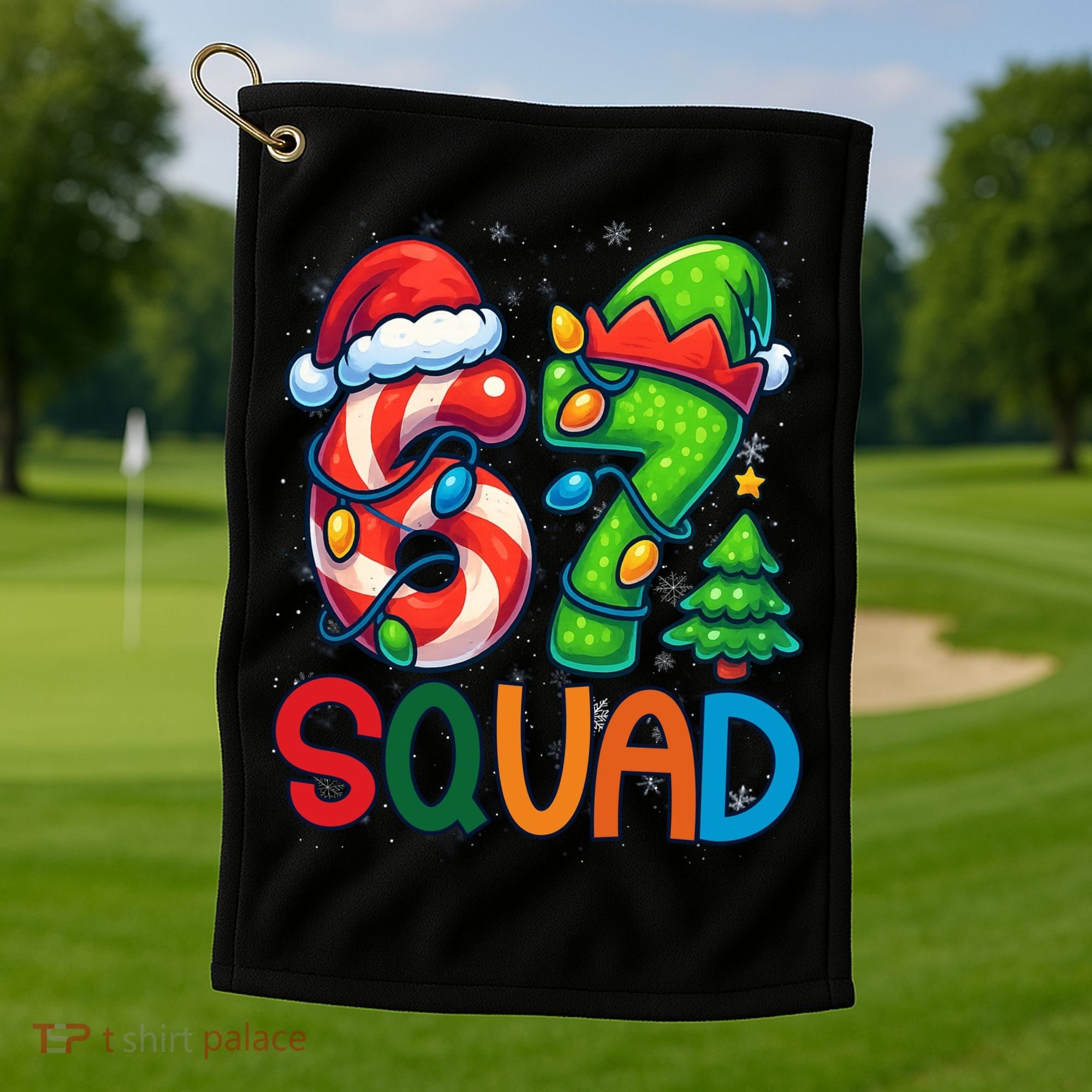 67 Six Seven 6-7 Squad Meme Christmas Funny Golf Towel