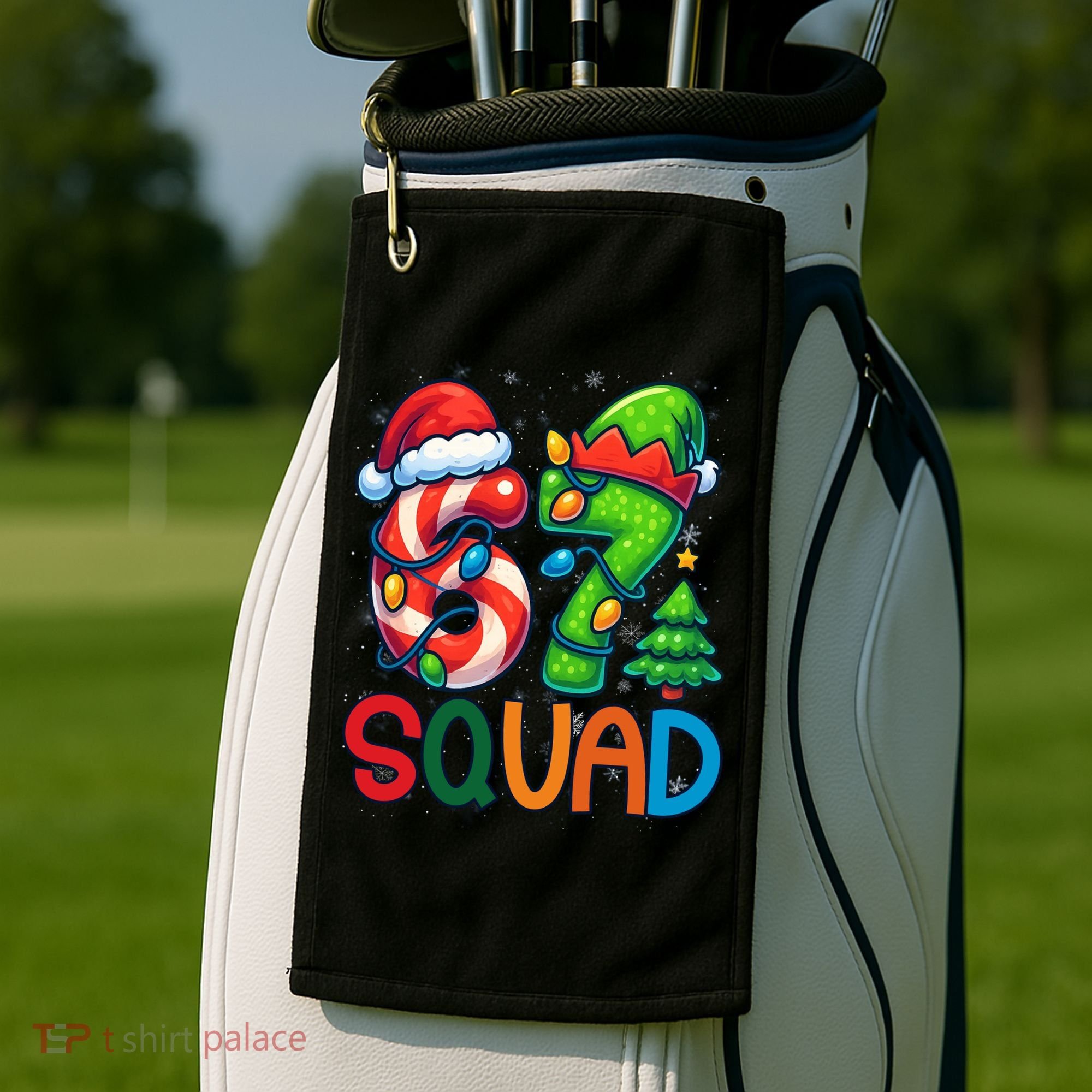 67 Six Seven 6-7 Squad Meme Christmas Funny Golf Towel