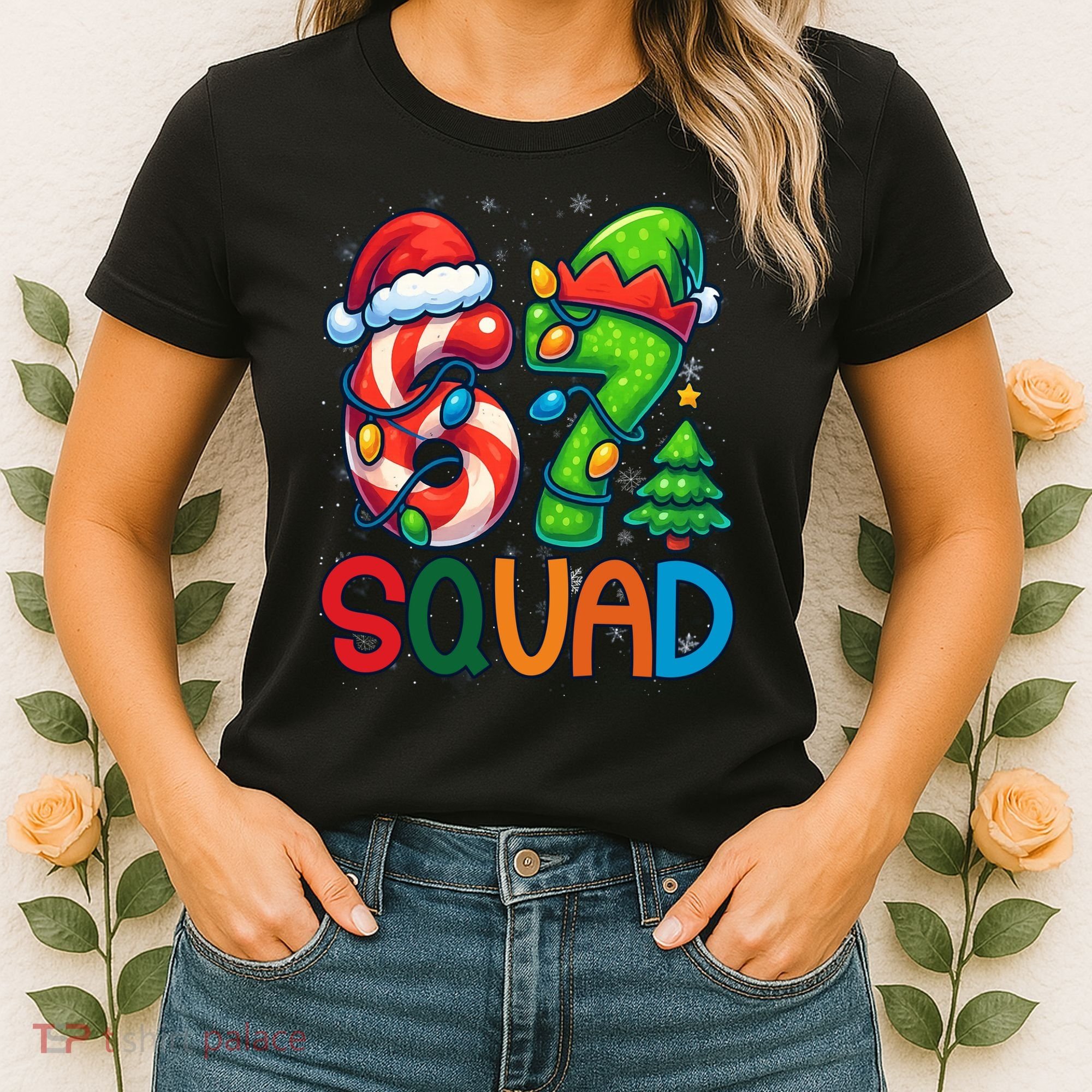 67 Six Seven 6-7 Squad Meme Christmas Funny Women's T-Shirt