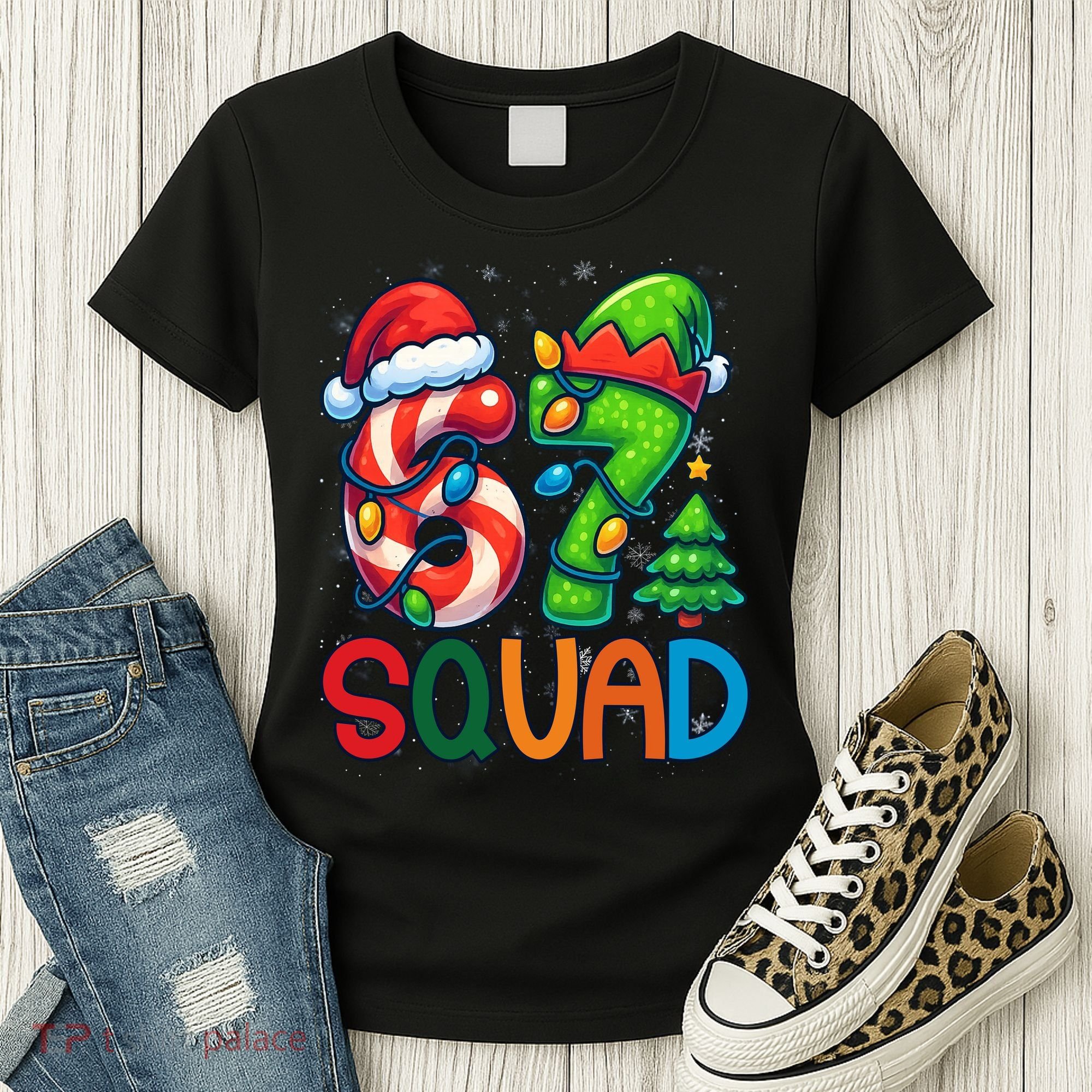 67 Six Seven 6-7 Squad Meme Christmas Funny Women's T-Shirt