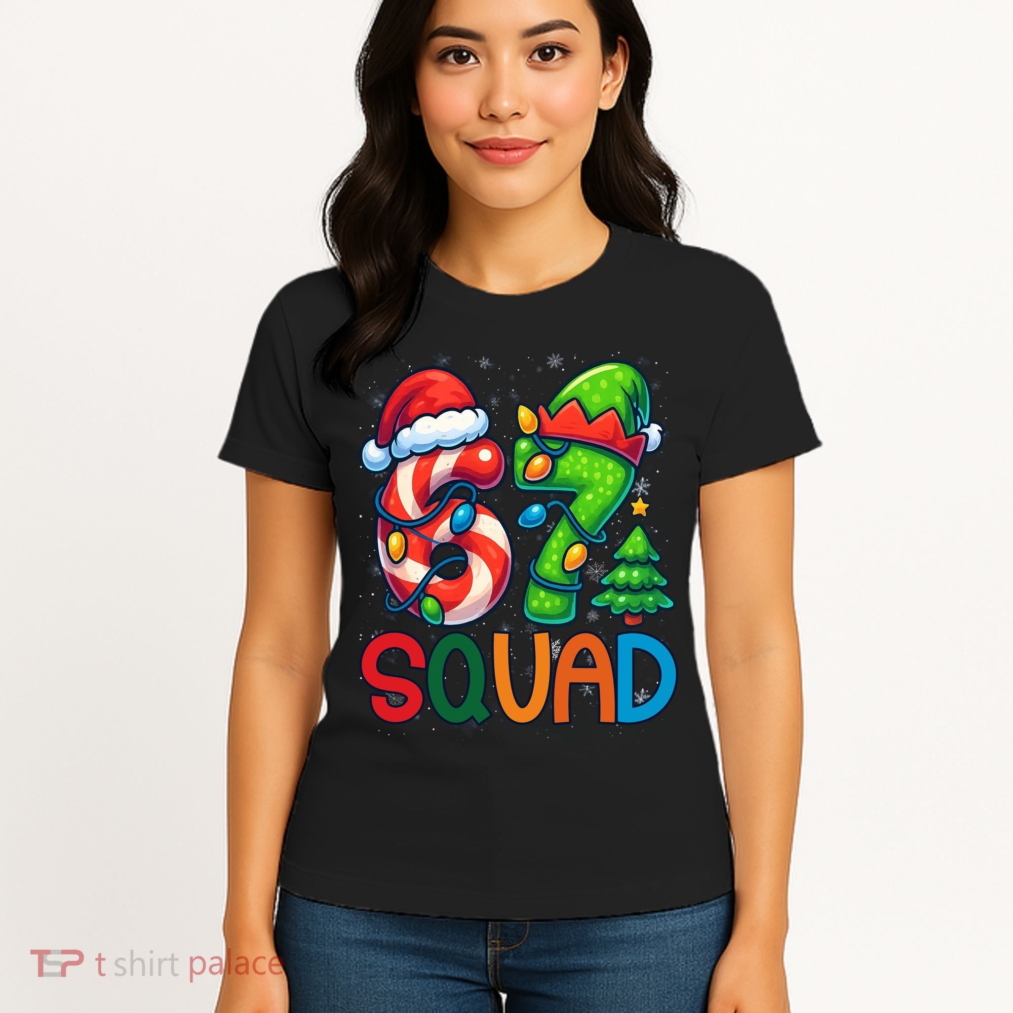 67 Six Seven 6-7 Squad Meme Christmas Funny Women's T-Shirt