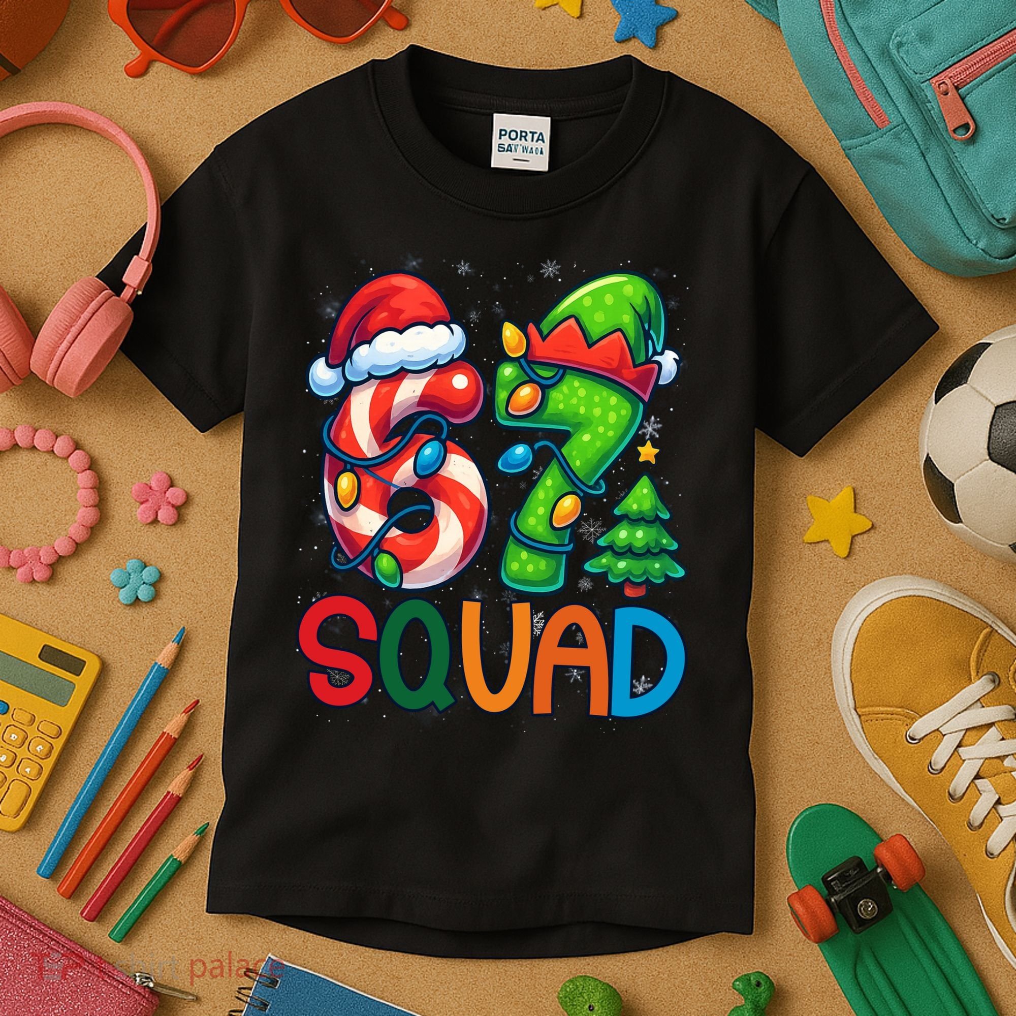 67 Six Seven 6-7 Squad Meme Christmas Funny Kids T-Shirt