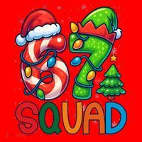 67 Six Seven 6-7 Squad Meme Christmas Funny Santa Hat thumb 1