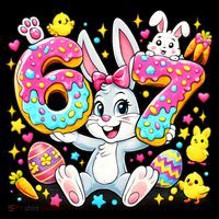 67 Six Seven Meme 6-7 Cute Rabbit Bunny Easter Doggie Tank thumb 4