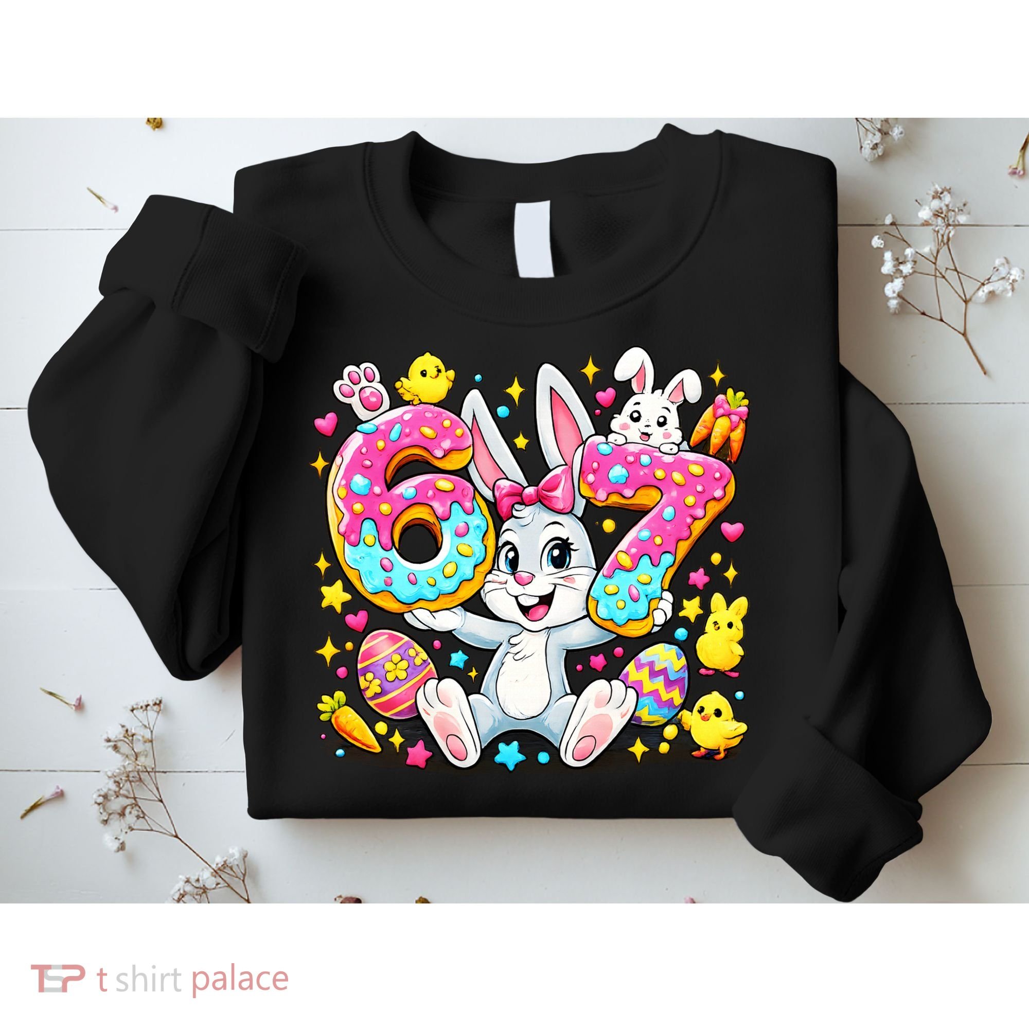 67 Six Seven Meme 6-7 Cute Rabbit Bunny Easter Sweatshirt
