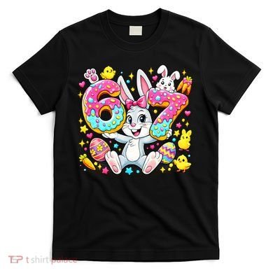 67 Six Seven Meme 6-7 Cute Rabbit Bunny Easter T-Shirt