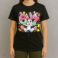 67 Six Seven Meme 6-7 Cute Rabbit Bunny Easter T-Shirt thumb 4