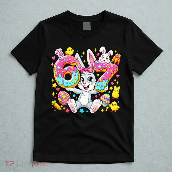 67 Six Seven Meme 6-7 Cute Rabbit Bunny Easter T-Shirt