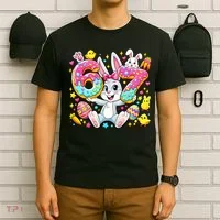 67 Six Seven Meme 6-7 Cute Rabbit Bunny Easter T-Shirt thumb 6