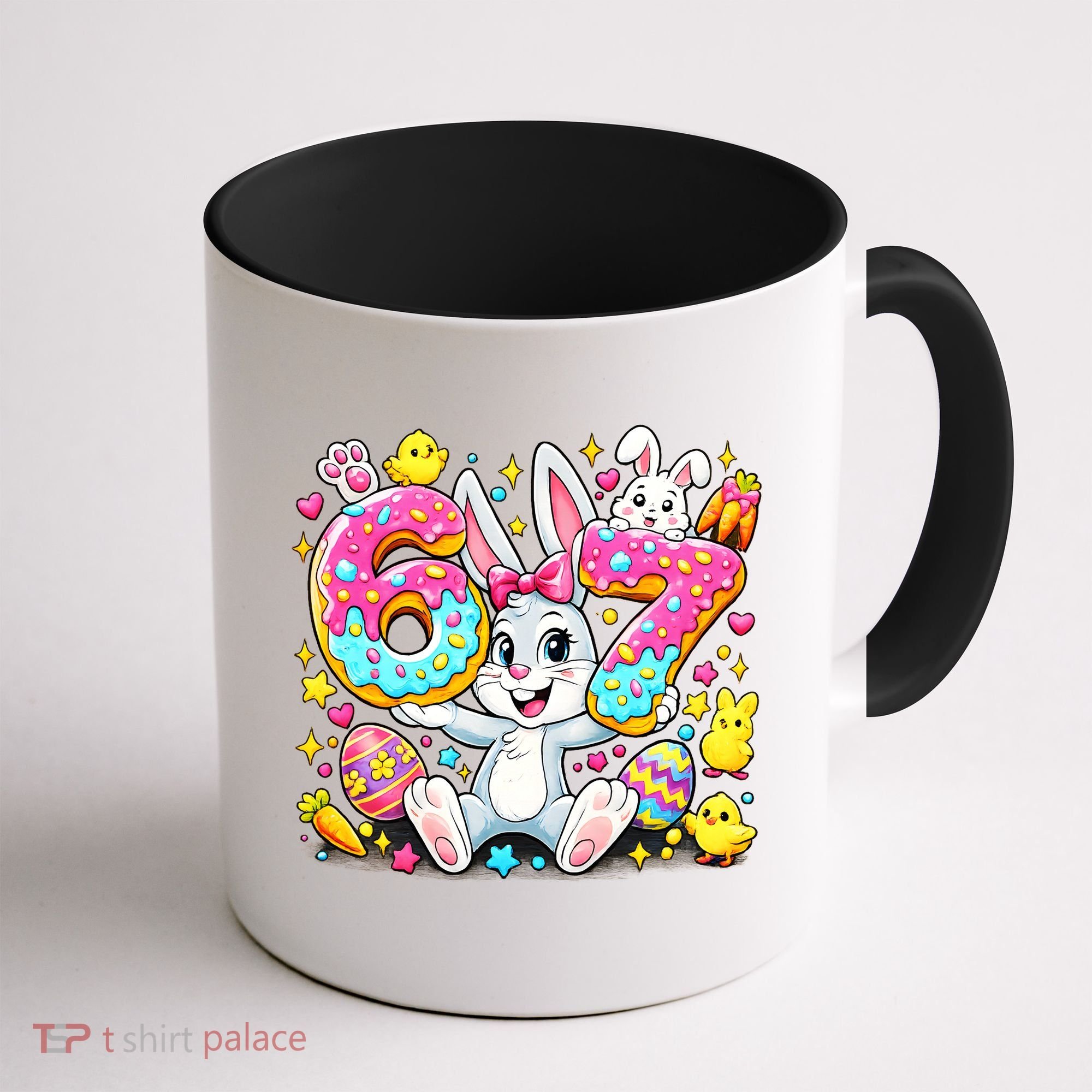 67 Six Seven Meme 6-7 Cute Rabbit Bunny Easter Coffee Mug