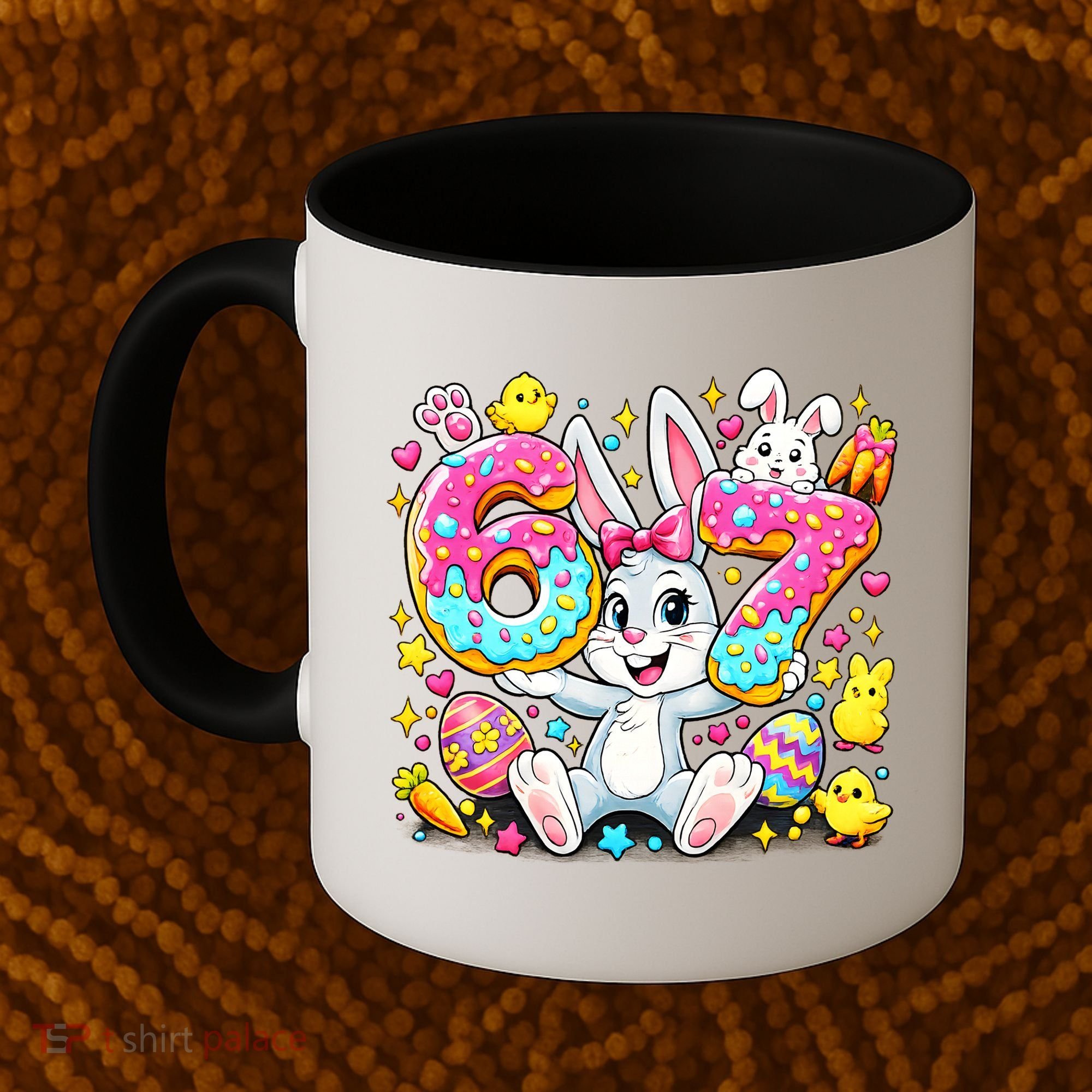67 Six Seven Meme 6-7 Cute Rabbit Bunny Easter Coffee Mug