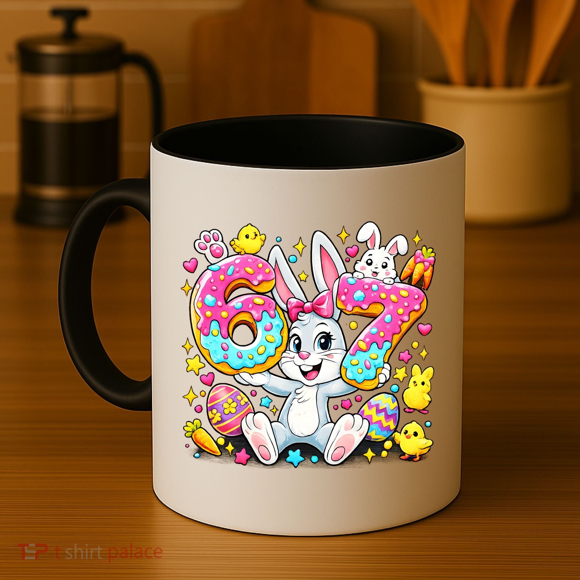 67 Six Seven Meme 6-7 Cute Rabbit Bunny Easter Coffee Mug