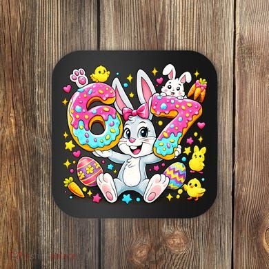 67 Six Seven Meme 6-7 Cute Rabbit Bunny Easter Coaster