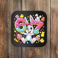 67 Six Seven Meme 6-7 Cute Rabbit Bunny Easter Coaster thumb 0