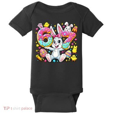 67 Six Seven Meme 6-7 Cute Rabbit Bunny Easter Baby Bodysuit