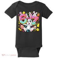 67 Six Seven Meme 6-7 Cute Rabbit Bunny Easter Baby Bodysuit thumb 0