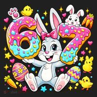 67 Six Seven Meme 6-7 Cute Rabbit Bunny Easter Hat thumb 2