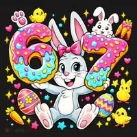67 Six Seven Meme 6-7 Cute Rabbit Bunny Easter Toddler Hoodie thumb 2