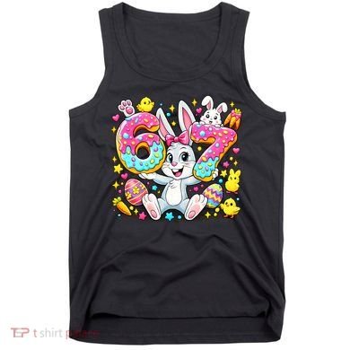 67 Six Seven Meme 6-7 Cute Rabbit Bunny Easter Tank Top