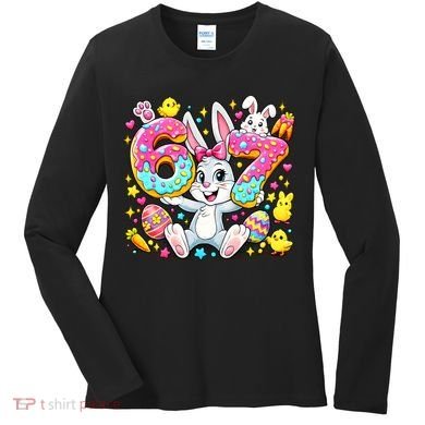 67 Six Seven Meme 6-7 Cute Rabbit Bunny Easter Women's Long Sleeve Shirt