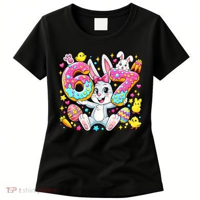 67 Six Seven Meme 6-7 Cute Rabbit Bunny Easter Women's T-Shirt