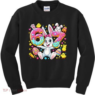 67 Six Seven Meme 6-7 Cute Rabbit Bunny Easter Kids Sweatshirt