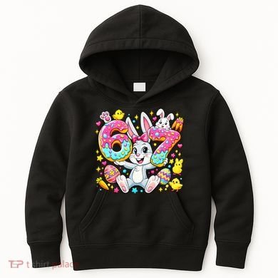 67 Six Seven Meme 6-7 Cute Rabbit Bunny Easter Kids Hoodie