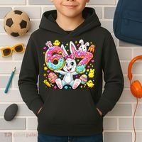 67 Six Seven Meme 6-7 Cute Rabbit Bunny Easter Kids Hoodie thumb 2