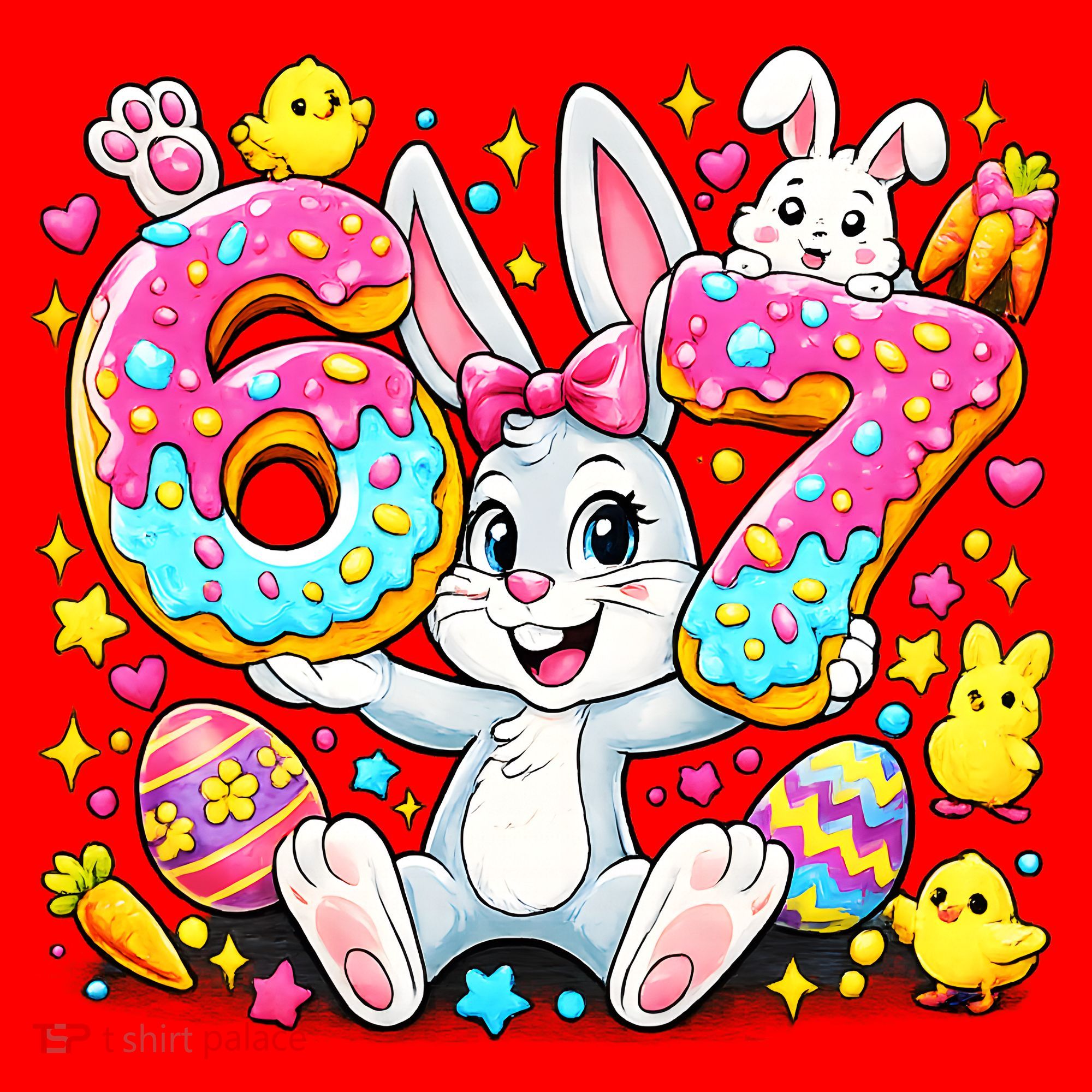 67 Six Seven Meme 6-7 Cute Rabbit Bunny Easter Santa Hat