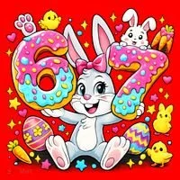 67 Six Seven Meme 6-7 Cute Rabbit Bunny Easter Santa Hat thumb 1