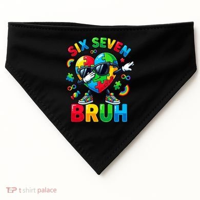 67 Six Seven Bruh Autism Awareness Meme USA-Made Doggie Bandana