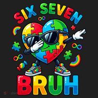 67 Six Seven Bruh Autism Awareness Meme Hat thumb 2
