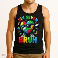 67 Six Seven Bruh Autism Awareness Meme Tank Top thumb 3