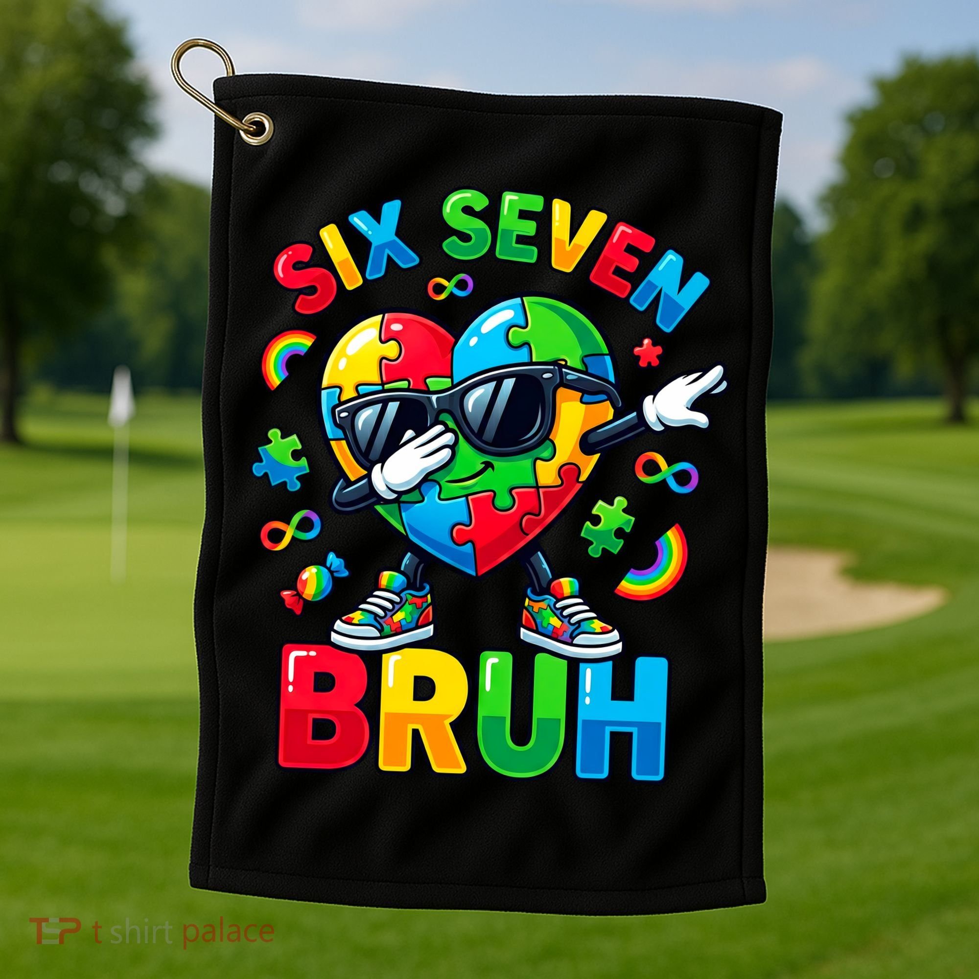 67 Six Seven Bruh Autism Awareness Meme Golf Towel