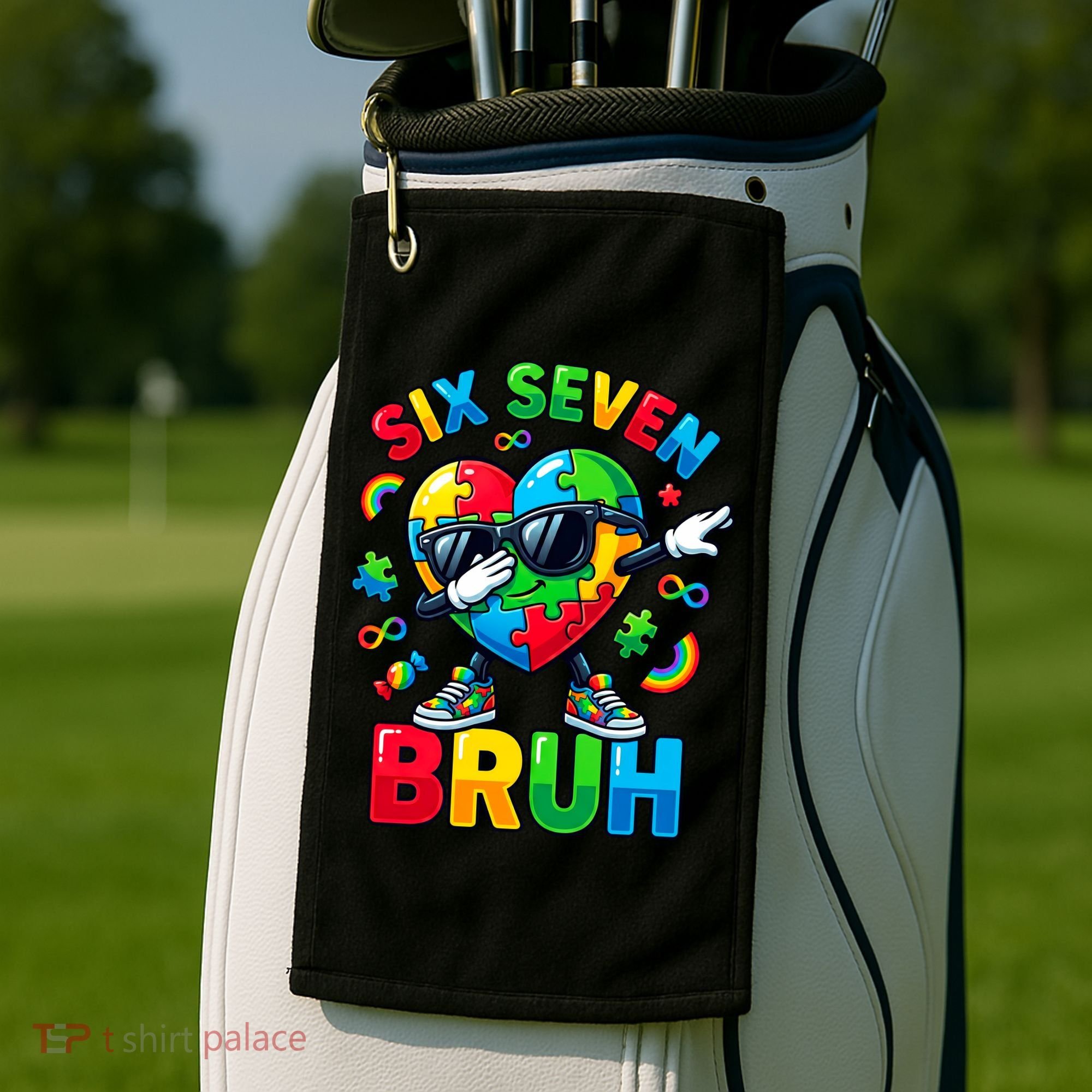 67 Six Seven Bruh Autism Awareness Meme Golf Towel