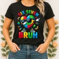 67 Six Seven Bruh Autism Awareness Meme Women's T-Shirt thumb 2