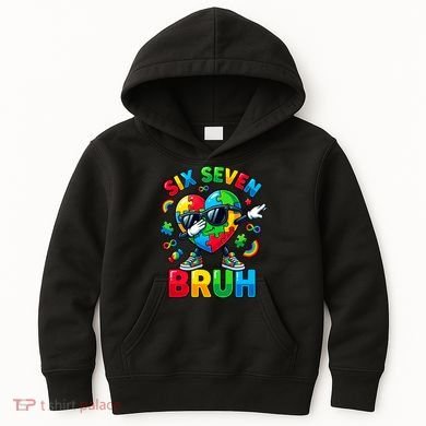 67 Six Seven Bruh Autism Awareness Meme Kids Hoodie